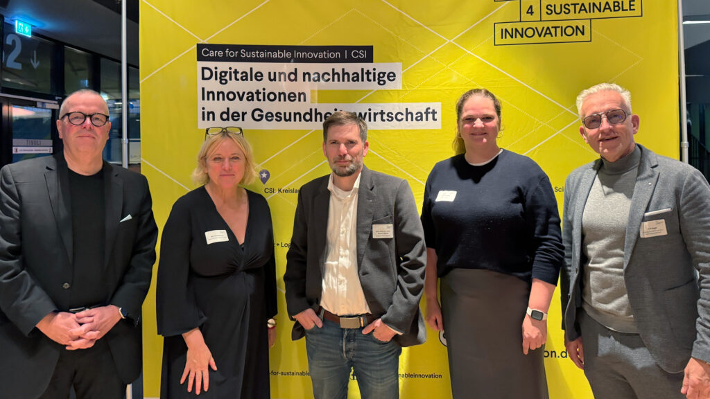 DMGD auf erster Innovationskonferenz in Aachen (v.l.n.r.): Dr. Olaf Gaus (DMGD), Elke Breidenbach (Region Aachen Zweckverband), Prof. Dr. med. Martin Mücke (Uniklinik RWTH Aachen), Dr. Vera Schleiden (Stadt Aachen), Ralf V. Bigge (Uniklinik RWTH Aachen).