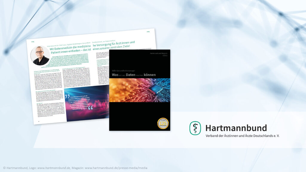 Ausgabe 3/2025 „Stille Gesundheitsmanager: Was wir aus Daten machen können“ des Hartmannbund Magazins enthält ein Interview mit Dr. Olaf Gaus (DMGD) zum Thema Datenmedizin.